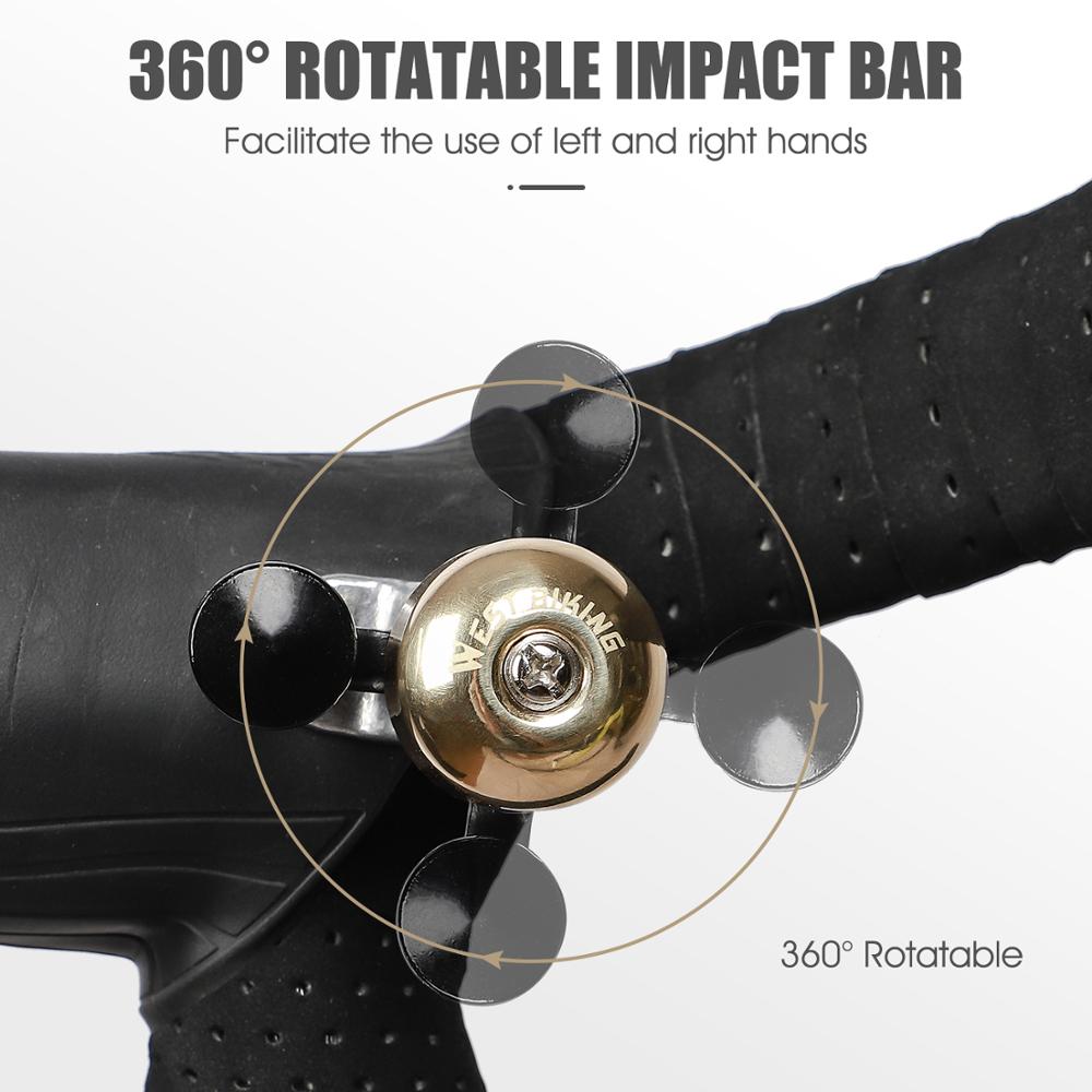 WEST BIKING Road Bike Bell Retro Ultralight Handlebar Horn Safety Alarm Aluminum Alloy Copper Bike Accessories MTB Bicycle Bell
