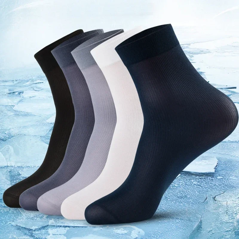 10/20pairs Mannen Ijs Zijden Sokken Zomer Lente Ultradunne Sokken Effen Zakelijke Sokken Ademende Zachte Sokken Enkel Bamboevezel Sokken
