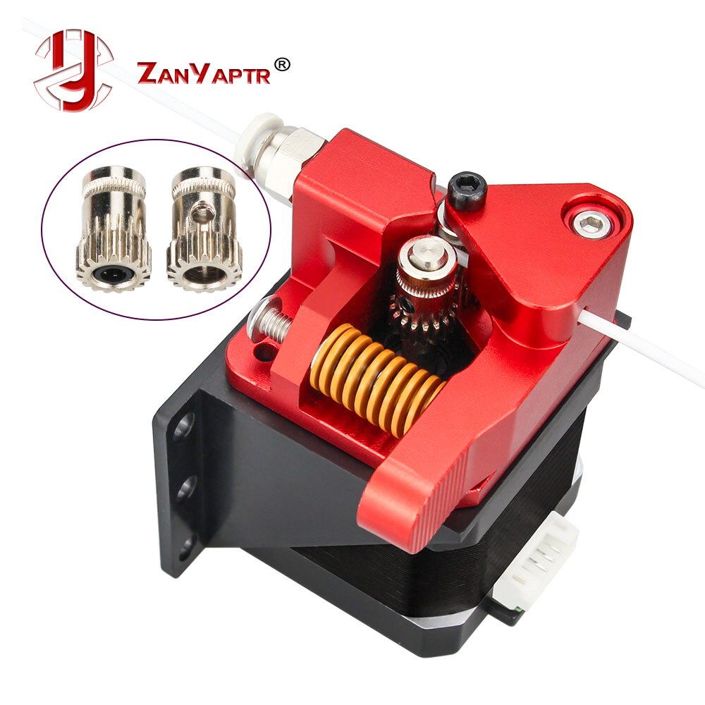 Aluminum Upgrade Dual Gear Mk8 Extruder for Extruder CR10 CR-10S PRO RepRap 1.75mm 3D Parts Drive Feed double pulley