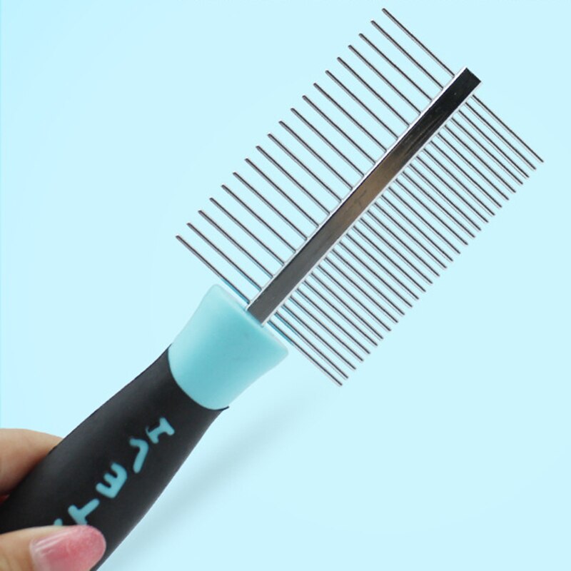 Peine de acero antipulgas para gatos y mascotas, peine de doble cara para perros, cepillo cepillado y caída de pelo con Mango antideslizante, herramienta de aseo para mascotas
