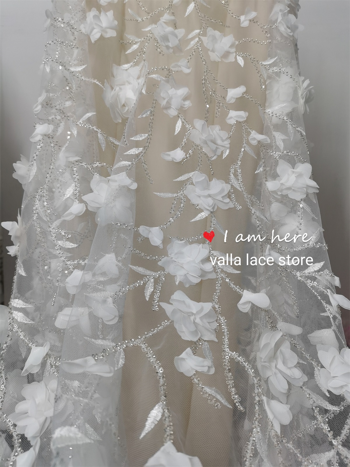 3D bloemen kantstof bruids tule mesh kantstof bruidsjurk modejurk naaistof geborduurde bloemenstof