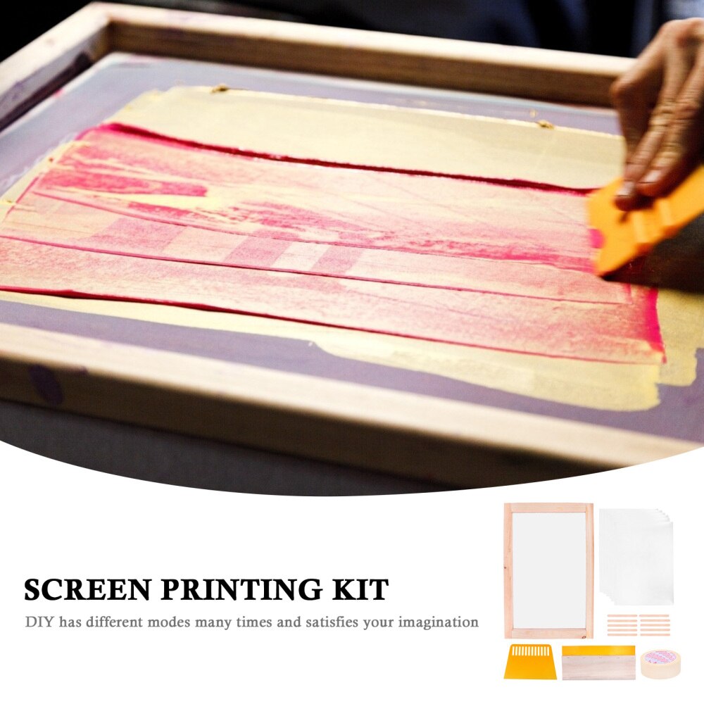 1 Set Screen Printing Starter Kit Screen Printing Frame Scraper Inkjet Film Tape