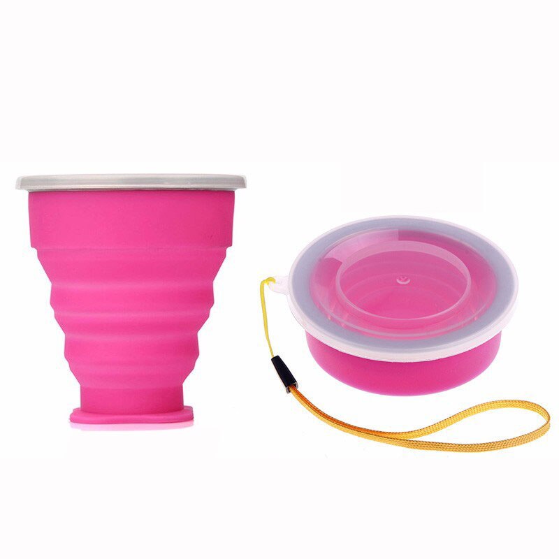 Reizen Siliconen Intrekbare Vouwen Cup Outdoor Telescopische Inklapbare Cups: Roze