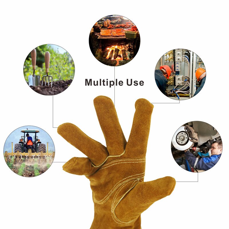 Waterproof Leather Work Gloves Thorn Proof Gardening Gloves Heavy Duty Rigger Gloves for Gardening, Fishing, Construction