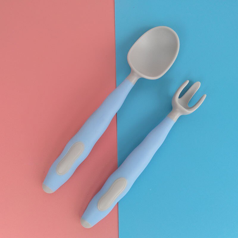 Juego de cucharas y tenedores para bebé, Set de 2 piezas para comida auxiliar, práctico flexible, PP, vajilla de entrenamiento para alimentación: 6