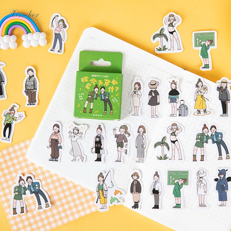 XINAHER 46 pcs/box Cartoon girl costume mini paper sticker package DIY diary decoration sticker album scrapbooking
