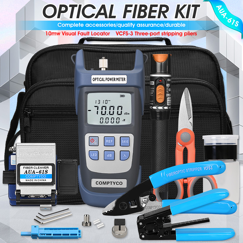 FTTH Fiber Optic Tool Kit with Fiber Optica Power Meter and 10mW Visual Fault Locator AUA-61S FTTH Tool: -70 to 10dBm