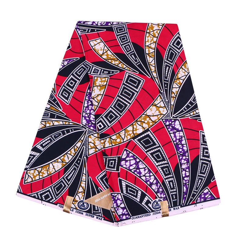 Pagne africain en Polyester rouge, Tissu à motifs magnifiques et magnifiques, véritable cire Ankara, , 6 mètres