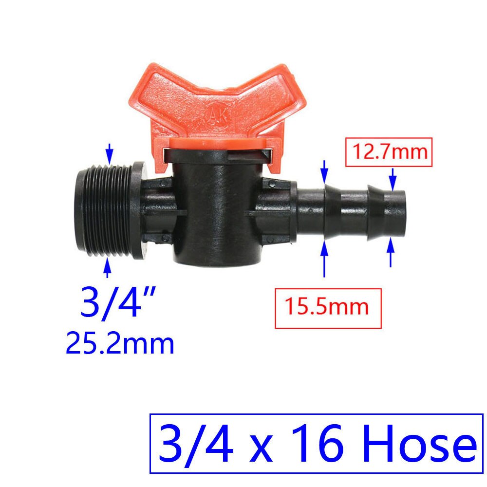 Garden Tap Pe Hose Connector Mini Valve With thread 1/2 3/4" For 1/4" 3/8" 16/20/25mm Water Tube Irrigation Valve Waterstop Cran: Clear