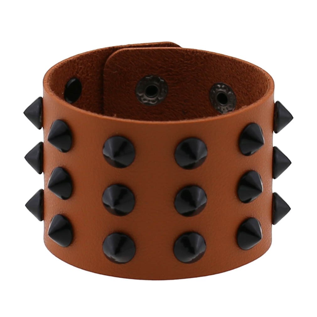 Bracelet gothique Punk Steam pour hommes, noir, blanc, rouge, en cuir pour femmes et hommes, bouton pression, bijoux: Camel