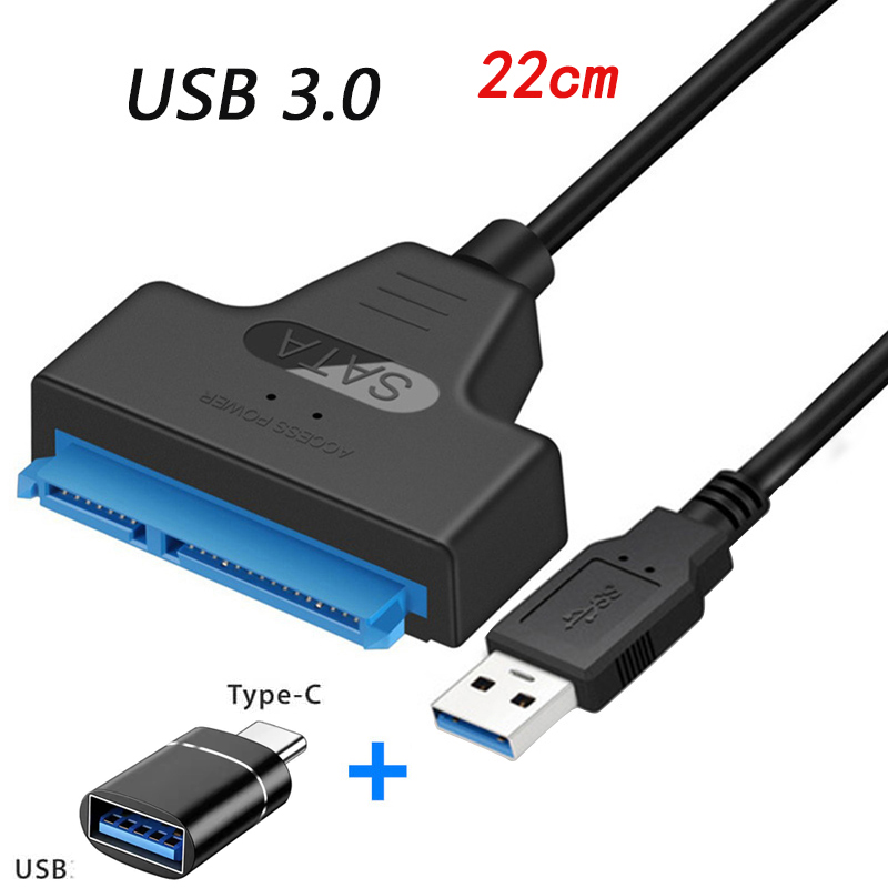 SATA to USB Cable USB 3.0 /Type-C to SATA III Hard Driver Adapter for 2.5" HDD/SSD SATA III Hard Disk Drive USB SATA Converter: black