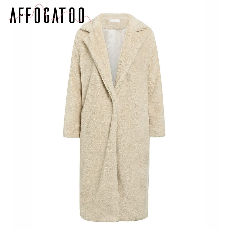 Affogatoo Streetwear grande taille doux fausse fourrure manteau femmes décontracté automne hiver femme pardessus en vrac dames long manteau
