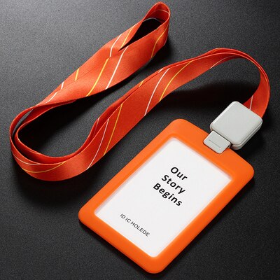Porta badge identificativo in acrilico trasparente con custodia in silicone, cordino retrattile, porta documenti/crédito verticale, porta badge per due carte: Trasparente