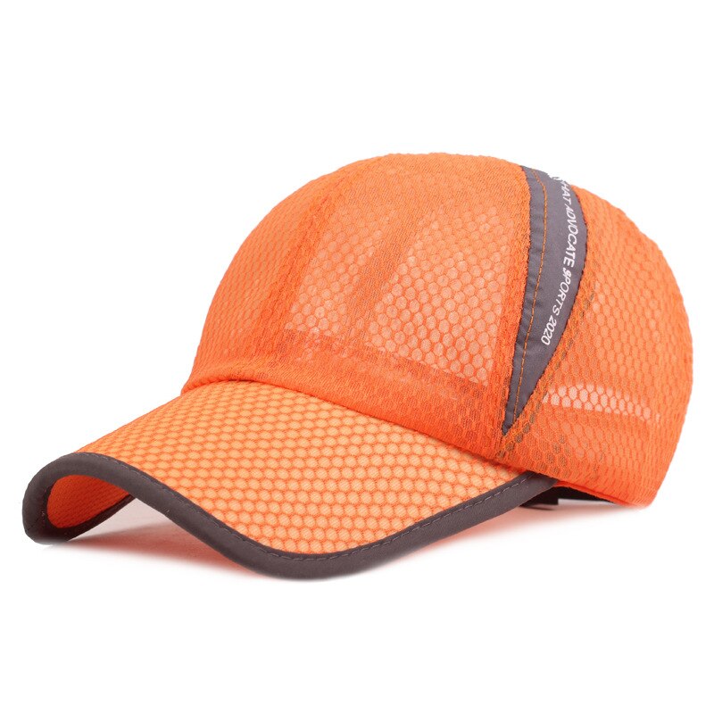 Sommar solskyddsmedel basebollkeps andas mesh hatt para hombre män keps sport hattar kvinna motorhuv snabbtorkande platt topp kepsar unisex: Orange