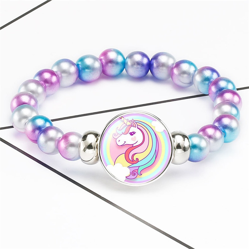 Cute Unicorns Beads Bracelets Bangles For Children Brand Jewelry Children Bracelet And Bangles Cartoon Women Accessories Girls B