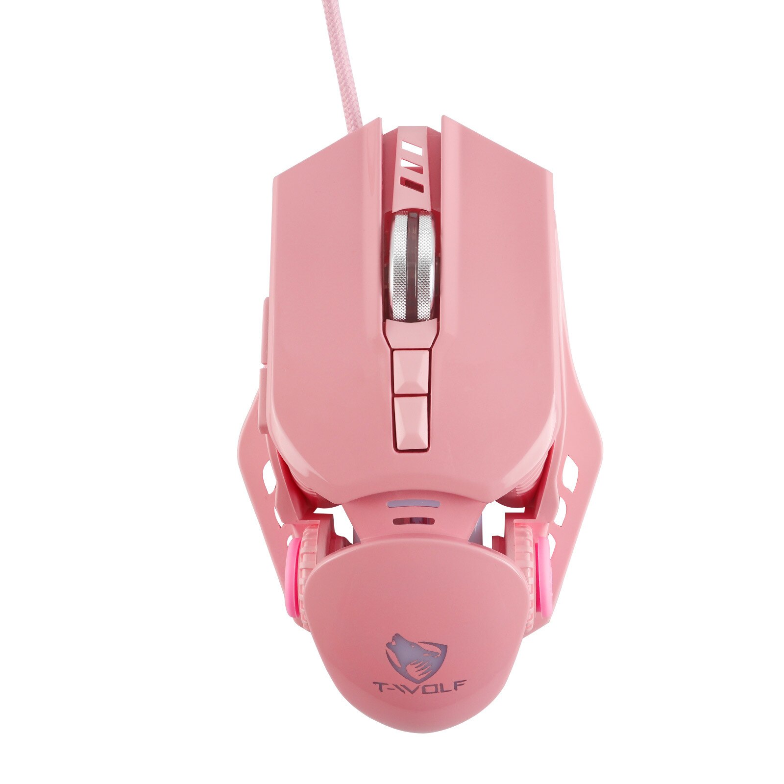 Ergonomische Bedrade Muis Professionele Gewogen Gaming Mause Optische 6400 Dpi Usb Gekleurde Led Gamer Roze Muizen Voor Laptop Pc: Roze