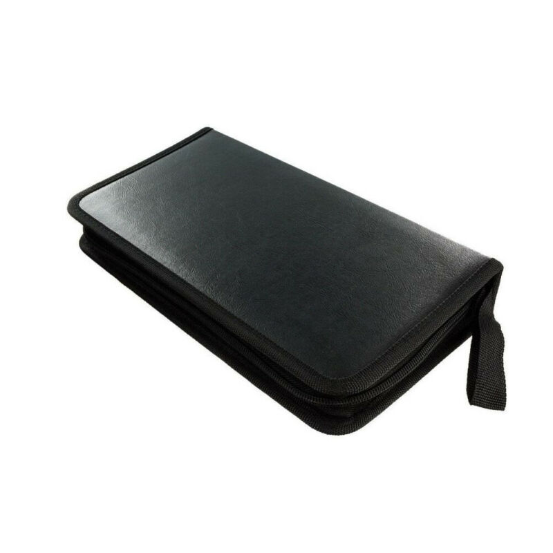 80 Sleeve CD DVD Blu Ray Disc Storage Bag Carry Case Holder Bag Leather Wallet Black Storage Ring Binder