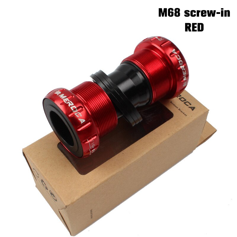 Mountain Bike Colorful Bottom Bracket Axle Integrated Hollow BB Bicycle Threaded Screw-in Center Axle BSA: Red