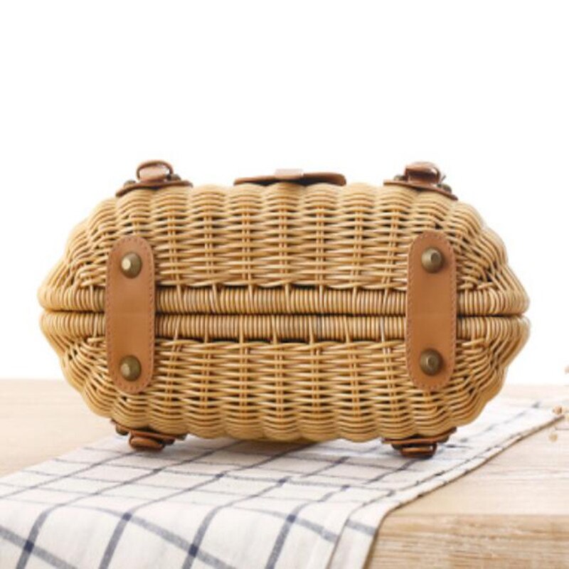 Ins handbags women bamboo top handle bags female causal totes small hollow summer beach bags for ladies and girls wood