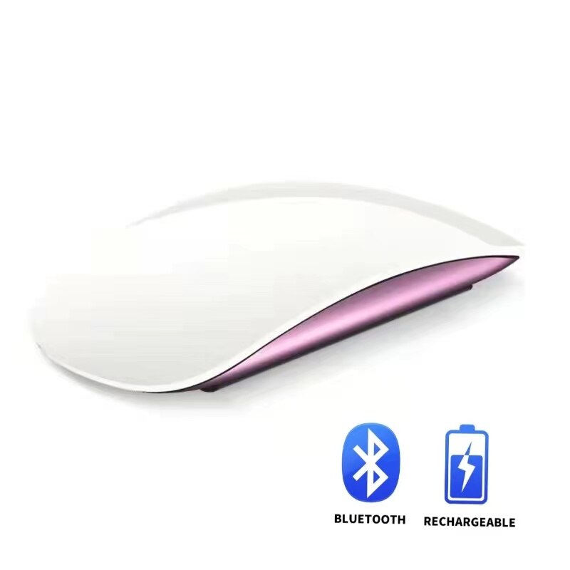 Wiederaufladbare Bluetooth Maus Drahtlose Maus Bogen berühren Magie Maus Ergonomische Ultra Dünne Optische Maus Für iPhone Macbook: Rosa-Unterseite