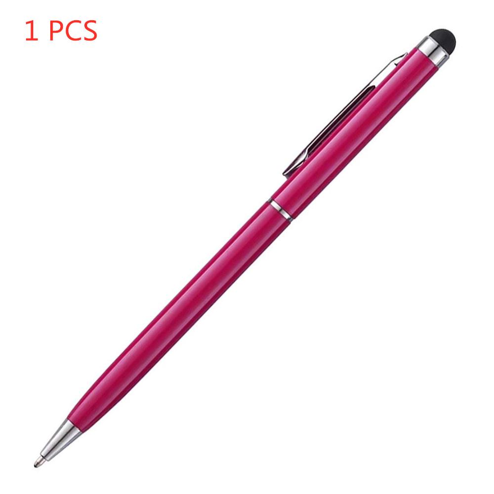 12 couleurs 1 pièces 5 pc/10 pièces 2 en 1 stylo à bille écran tactile stylet utile 2 en 1 tablette stylo pour Pad téléphone intelligent: Rose Red-1pcs