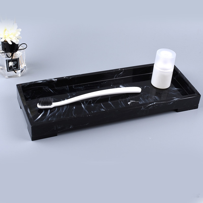 Forfængelighed bakke sort badeværelse forfængelighed bordplader toilet tank opbevaring bakke, hjem marmor sten forfængelighed bakke, organisator bakke fo