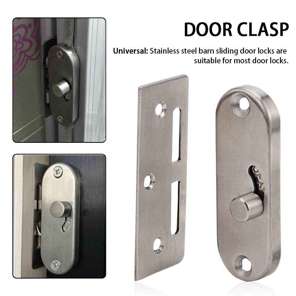 Barn Door Lock Home High Security 90 Degree Safety Bolt Sliding Buckle Anti Theft Right Angle Curved Stainless Steel Universal