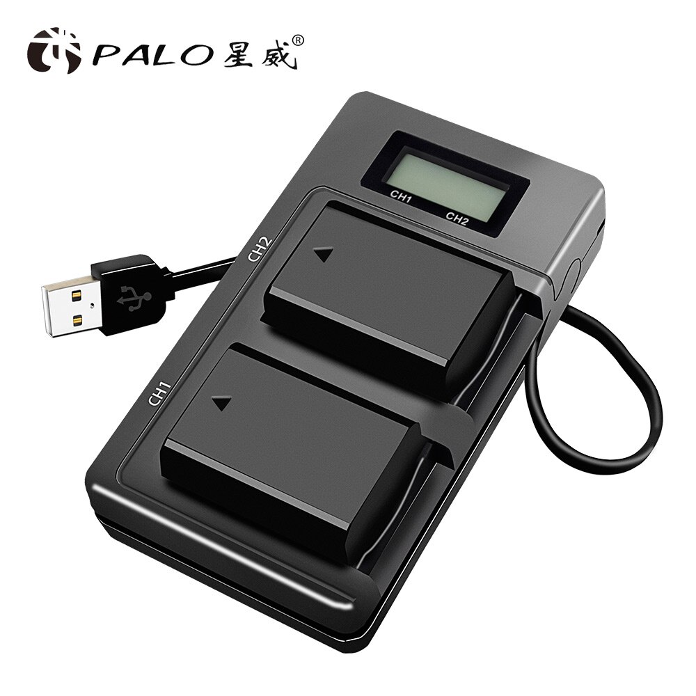 PALO NP-FW50 Display LCD Ricaricabile Li-Ion Battery Charger 2-Slot con Cavo USB per Sony Alpha A7 A7R A7S a5000 A6000 ect