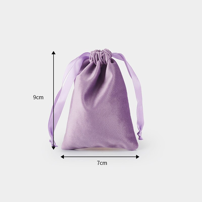 10 Pcs/Lot Christams Package Flannel Bags with Satin Drawstring Wedding Party Soft Fabric Velvet Pouch Dustbag: purple 7x9cm