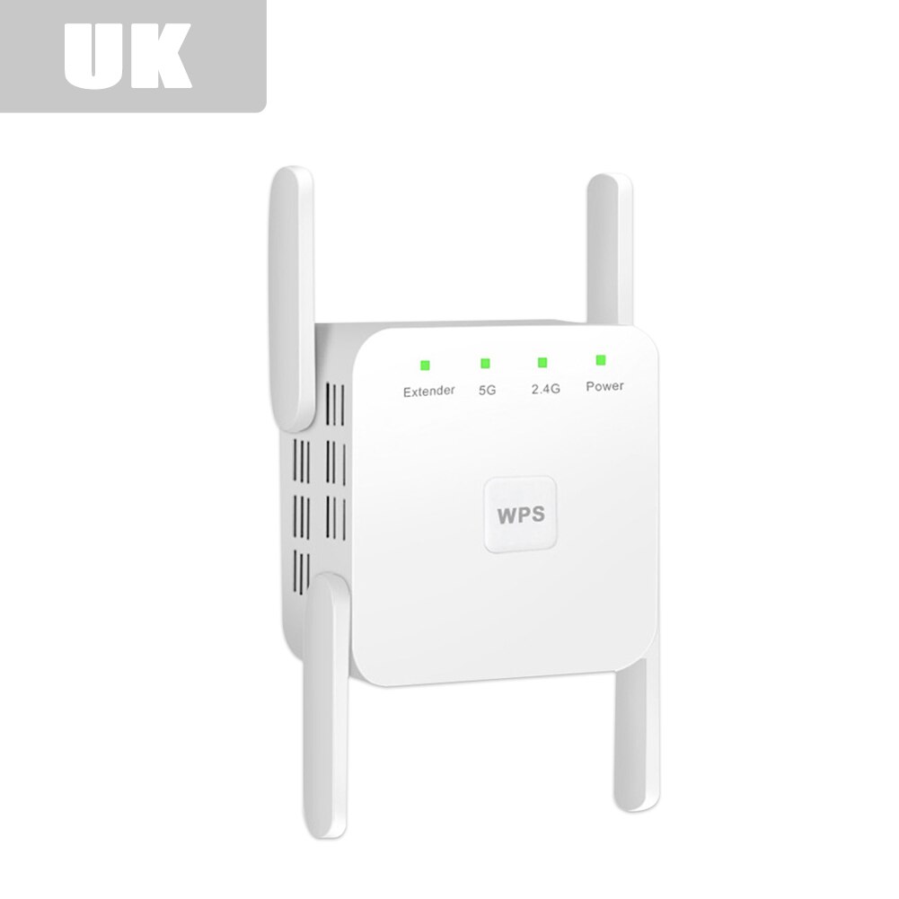 Repetidor extensor inalámbrico de doble banda, amplificador WiFi de 2,4 M, enchufe de Reino Unido y UE, punto de acceso, 1200, 5G: UK