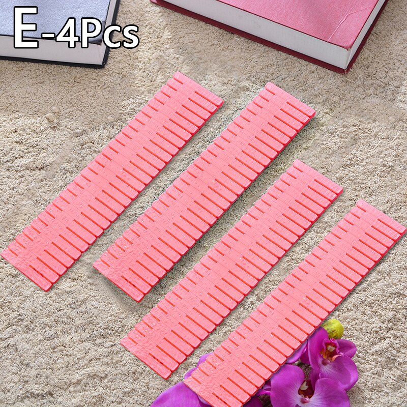 2/4pcs Plastic DIY Grid Drawer Adjustable Separator Divider Cabinet DIY Grid Household Necessities Storage Chest Organizer Tools: 4pcs-Red