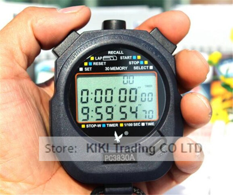 PC3830A Stopwatch Large-screen Digital LCD Timer Handheld Chronograph Timer Stop Watch with Lanyard