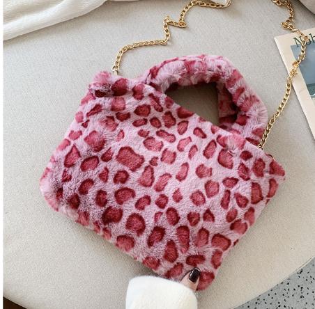 Tassen Handbagsautumn En Winter Handtas Pluche Clamshell Zak Luipaard Print Grote Capaciteit Tote Bag Handtassen: G