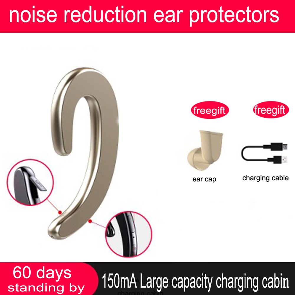 Bluetooth Oortelefoon Draadloze Hoofdtelefoon Noise Canceling Oordopjes Voor Telefoon Mic Pijnloos Beengeleiding Headset Oorhaak Voor Sport: gold no  box