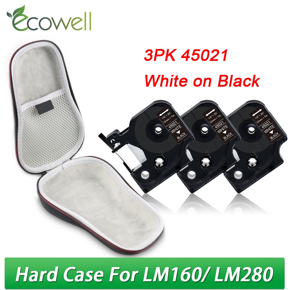 Ecowell przenośna torba podróżna dla Dymo LabelManager 160 280 D1 45013 LM160 drukarka do etykiet pokrowiec EVA ochronny podręczny schowek: 1 Case 3PK Set 13
