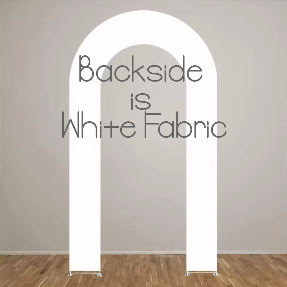Capa de pano de fundo em arco em forma de U para aniversário, chá de bebê, decoração de festa de casamento, capas elásticas com suporte aberto (parte traseira é branca!)
