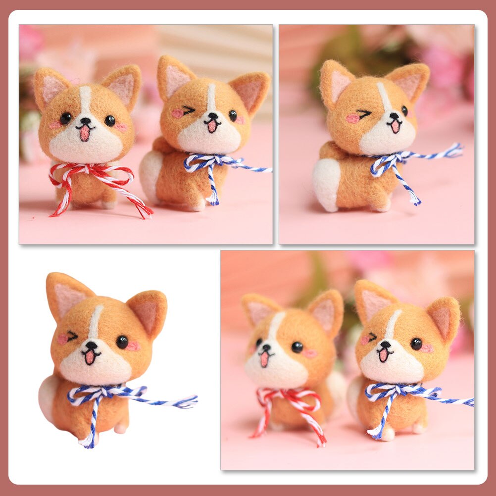 1 Set DIY Corgi Wool Felt DIY Corgi Shape Ornaments Wool Felt DIY Accessories