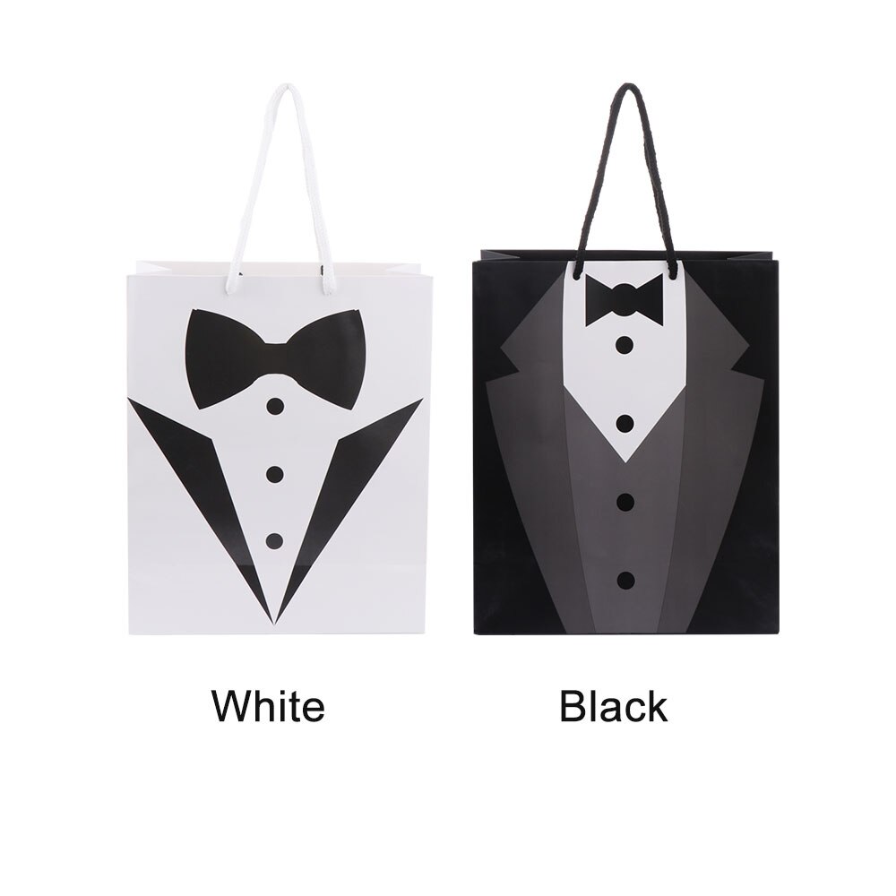 1pcs Papier Tuxedo Bruidsjonkers Dank U Bags Zwart Wit Wedding Bridal Gunst Bruidsmeisje Bruidsjonkers Bags