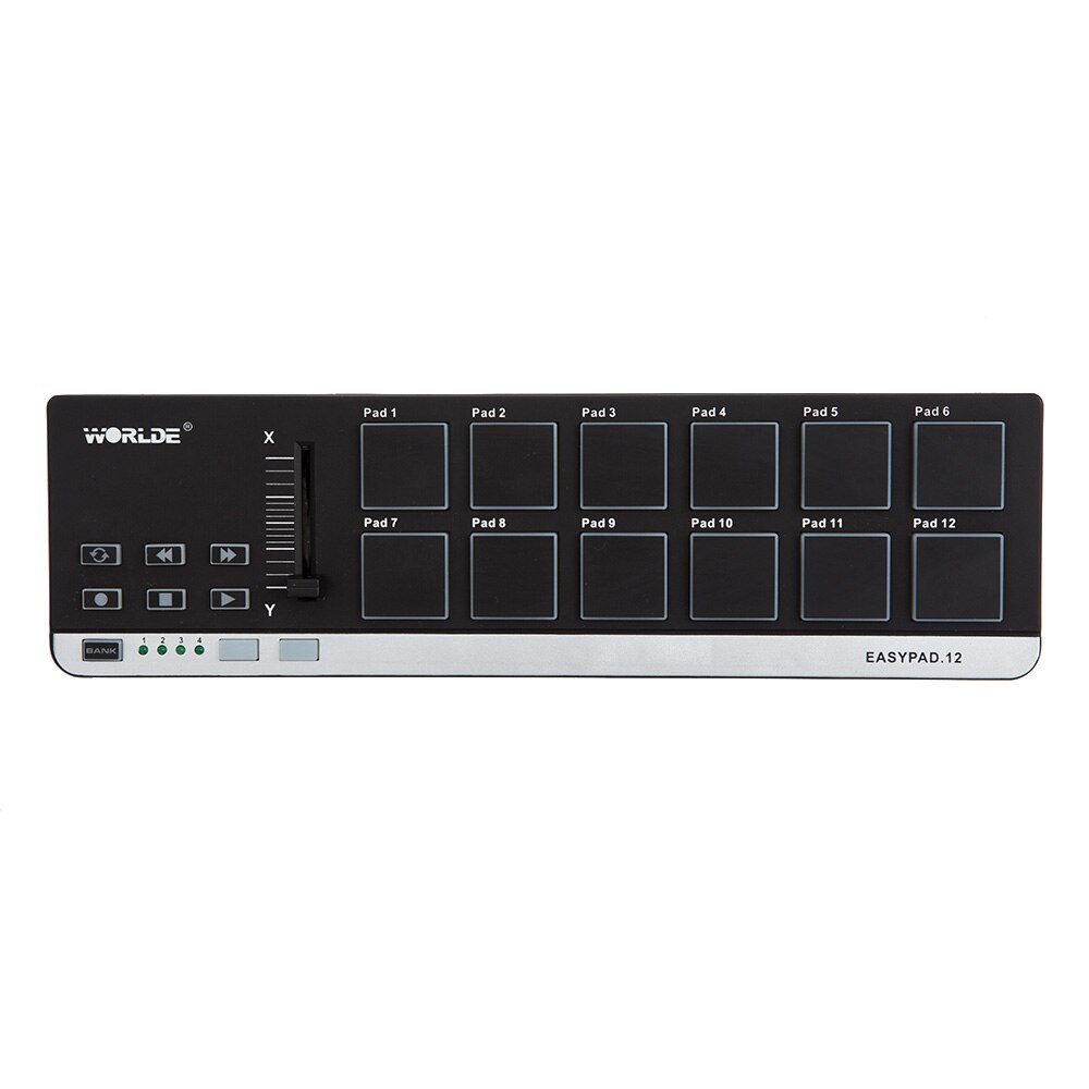 Worlde EasyPad.12-Mini USB portátil, controlador MIDI de 12 tambores, , 4 bancos para diferentes configuraciones, fácil de llevar