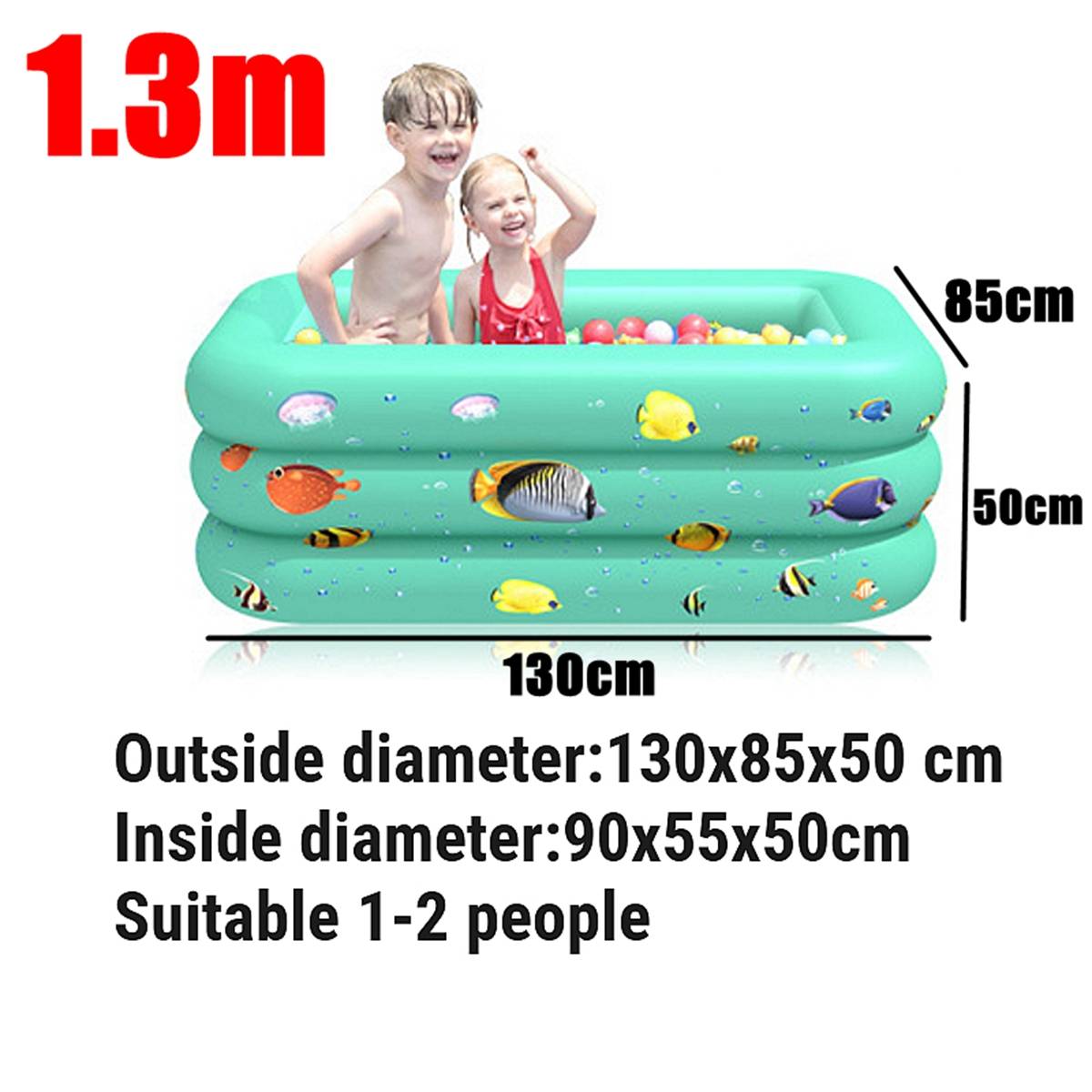 120/130/150cm Children Bathing Tub Baby Home Use Paddling Pool Inflatable Square Swimming Pool Kids Inflatable Pool ball pit: Green 1.3M