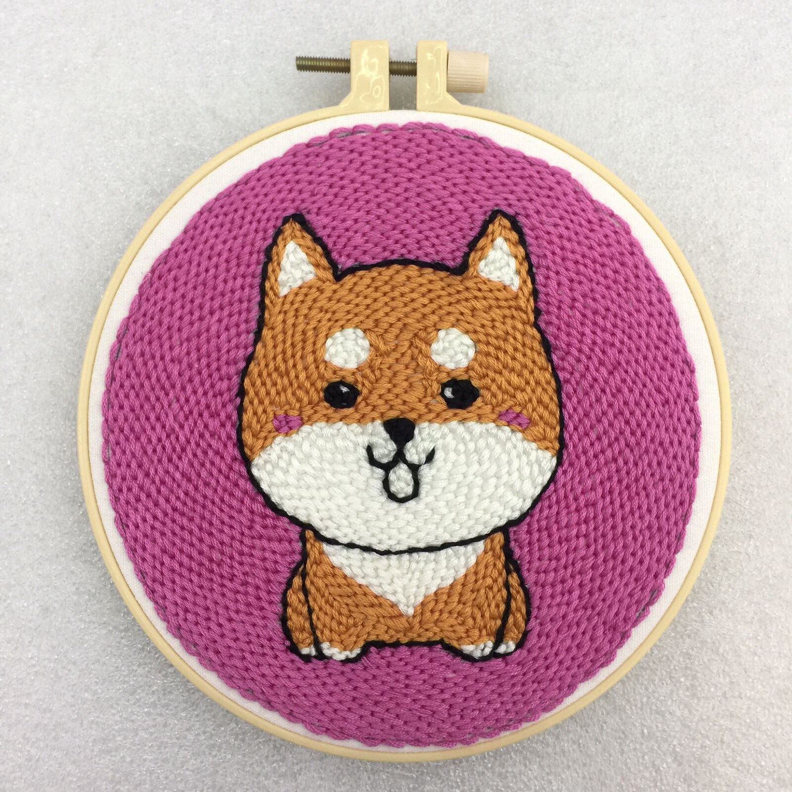 1 Set Punch Needle Embroidery Starter Kits Threader Fabric Embroidery Needles: Puppy