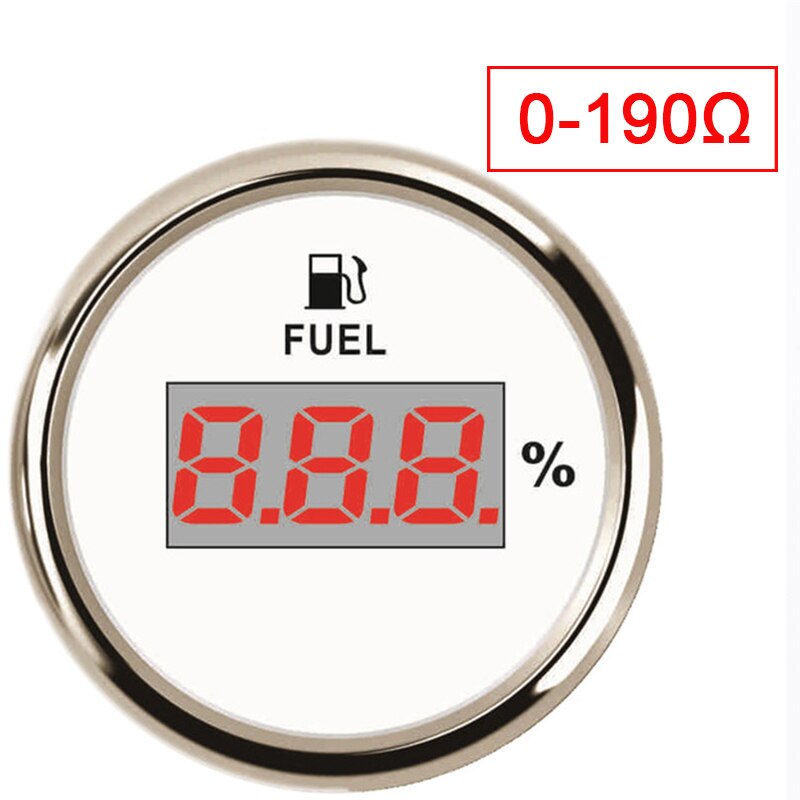 52mm Digital LED Fuel Meter Motorcycle Gauge 0-190ohm 240-33ohm Fuel Level Meter for Car Boat Marine Red Backlight 12V/24V: WS-0-190 ohm