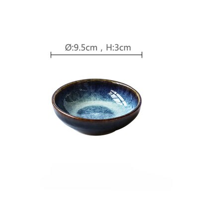 Deep Blue Ceramic Dinner Soup Spoon Ketchup Sauce Dish Spoon: sauce dish