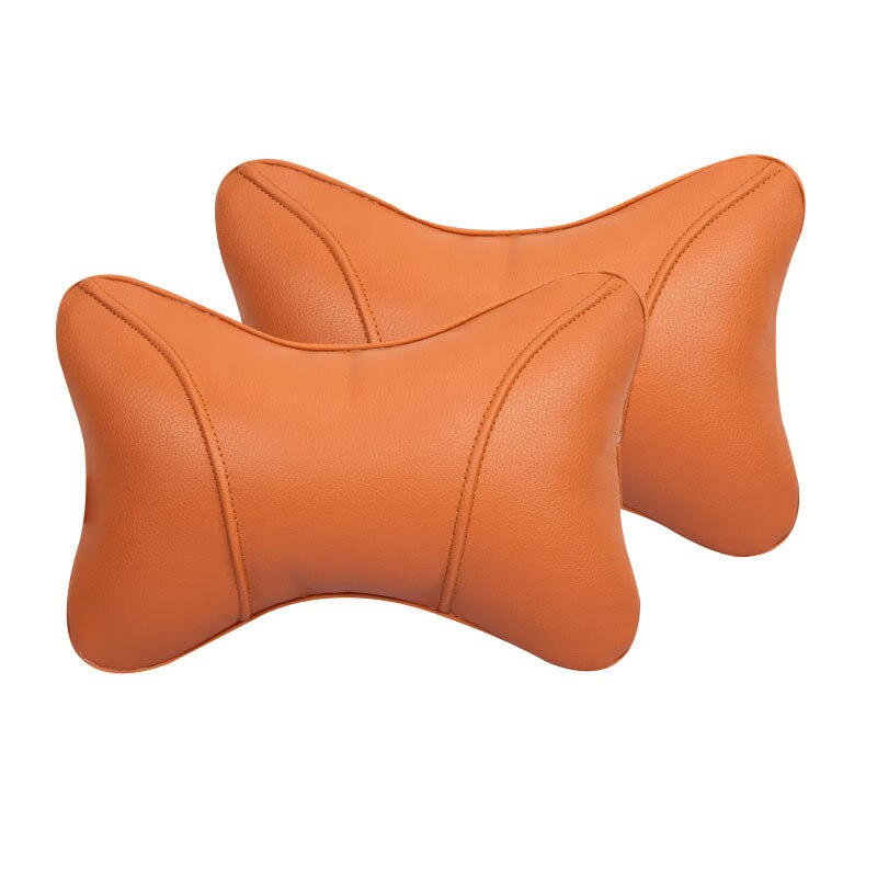 Reposacabezas de asiento de coche, cojín de descanso para el cuello, almohada de apoyo para la cabeza, relleno de algodón Pp con forma de hueso, 2 piezas: B orange
