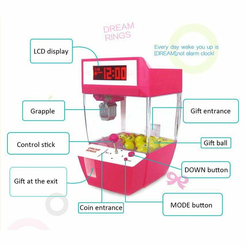 freundlicher Spielzeug Kran Maschine Wecker Puppe Greifer Münz Süssigkeit Automatische freundlicher Fänger freundlicher Party Spiele Spielzeug