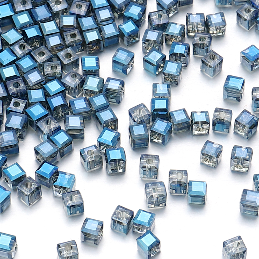 50 stk./parti firkantede facetslebne glaskrystalperler til smykkefremstilling løse glasperler gør-det-selv armbånd spacer kube perlet