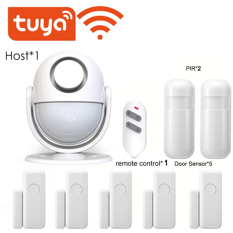 Tuya Smart Home Security WIFI Alarm System 120dB Works With Google Alexa 433 PIR Detector Door Sensor Smart Life App Burglar
