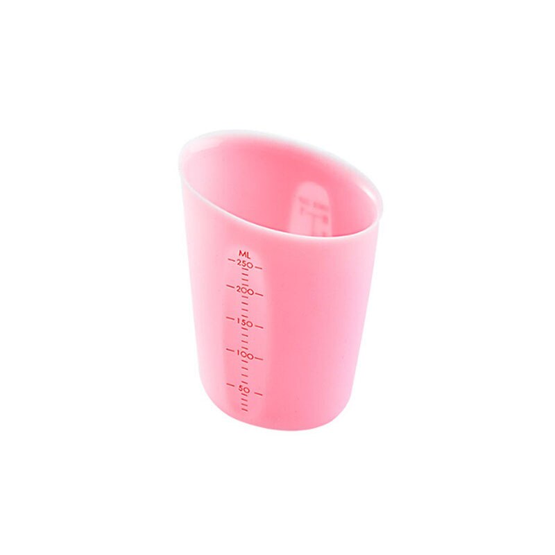 1 ud. Taza medidora de silicona para alimentos de 250ml vaso graduado utensilios medidores de cocina para hornear copas lindas de Color sólido: Pink