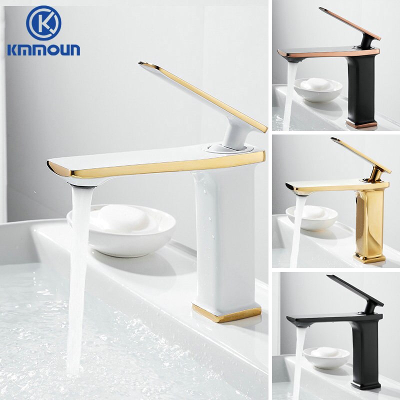 Waterval Basin Kraan Cold Mixer Basin Sink Tap Messing Zwart Wit Goud Badkamer Mixer Crane Home Hardware Kraan