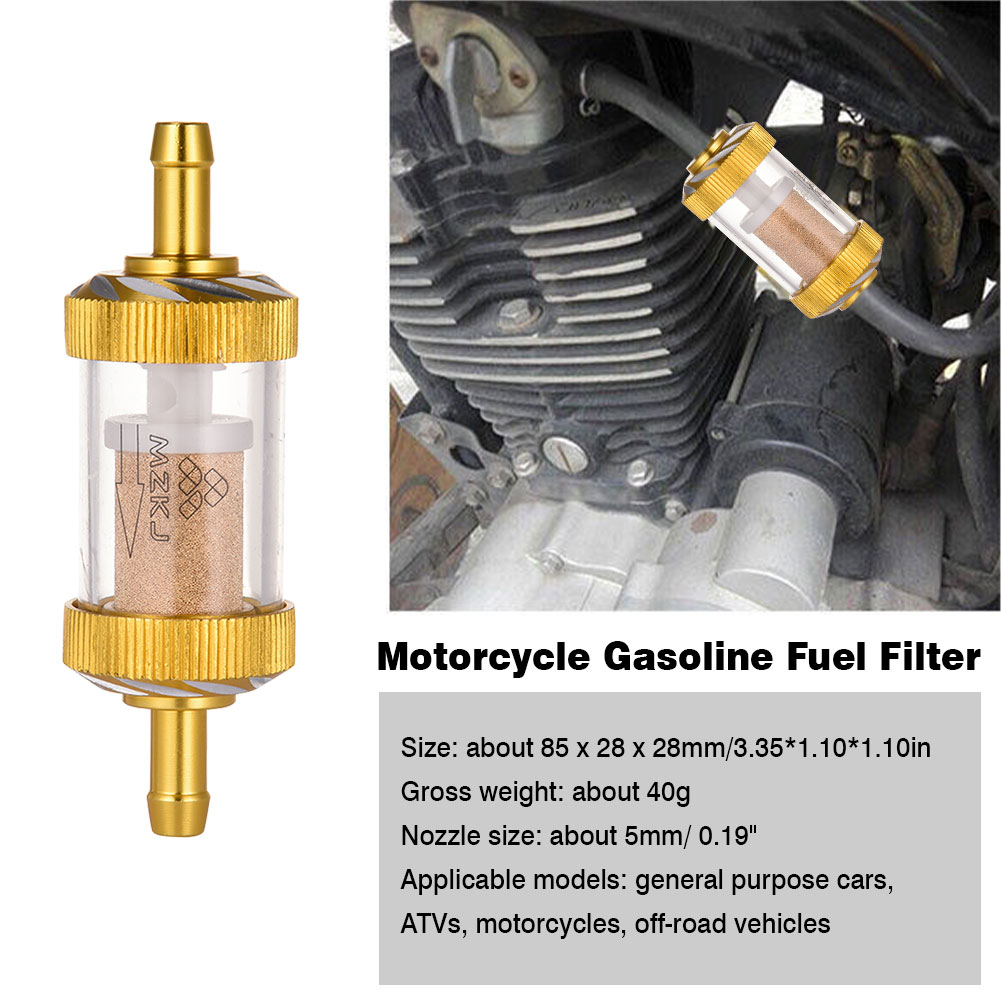 Filtro Carburante Universale Per Moto E Scooter | Angolo Retto 5/16 (8mm) Trasparente